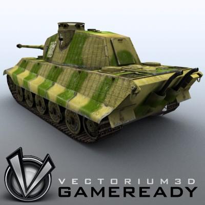 3D Model of Game Ready Low Poly King Tiger model - 3D Render 2